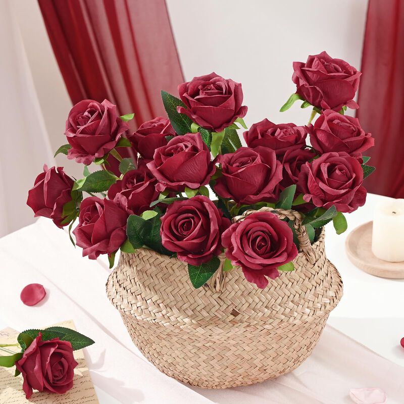 Rosas Artificiales Yastouay 200 Piezas Burdeos ... image number null