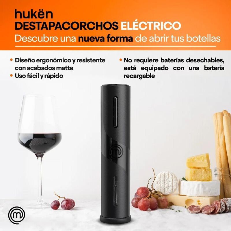 SACACORCHOS MASTERCHEF MK-WO-BLACK RECARGABLE image number null