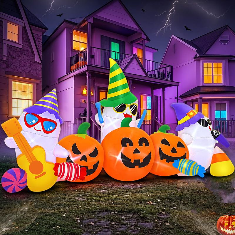 Inflable Kooy 2,4 m Fantasma Y Calabaza Con Luc... image number null