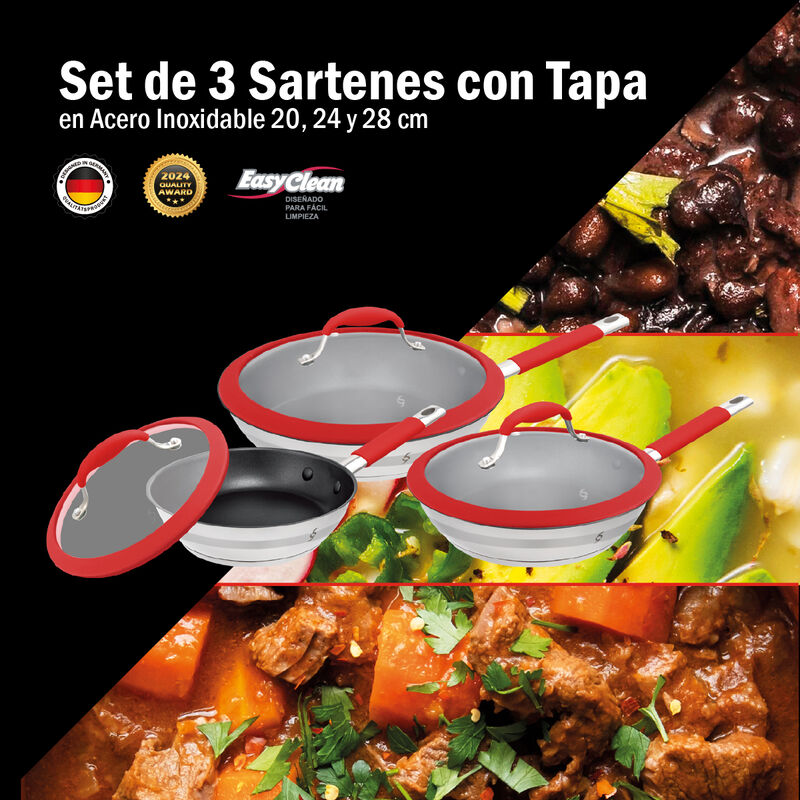 Bogner Set De 3 Sartenes Acero Inoxidable Bfpr0... image number null