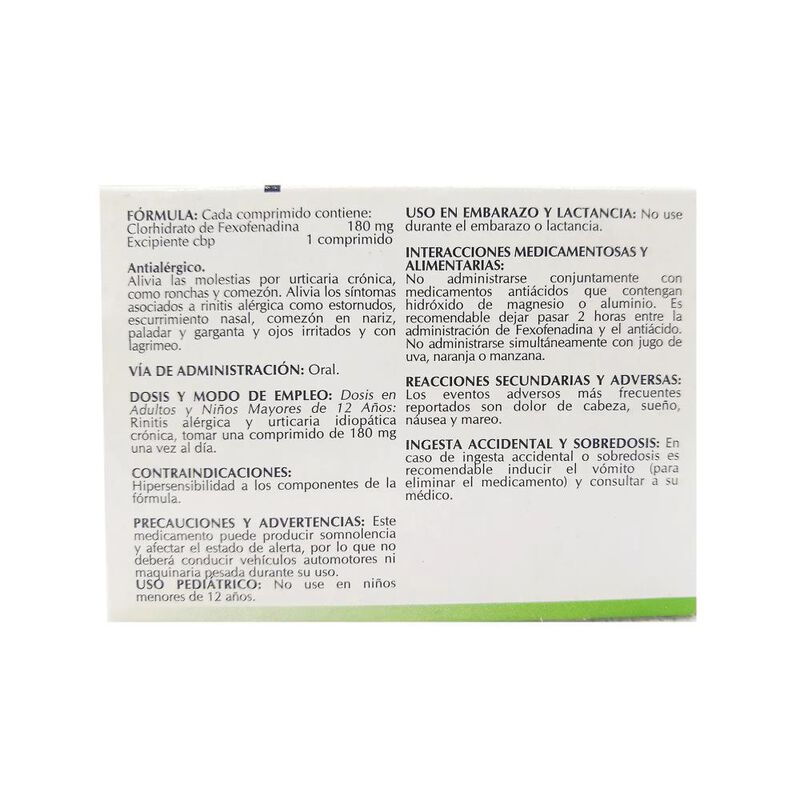Fexofenadina Cpr 180 Mg 10 Comprimido(s) image number null