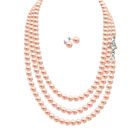 Collar y aretes Perlas de cristal triple con plata .925 Zvezda