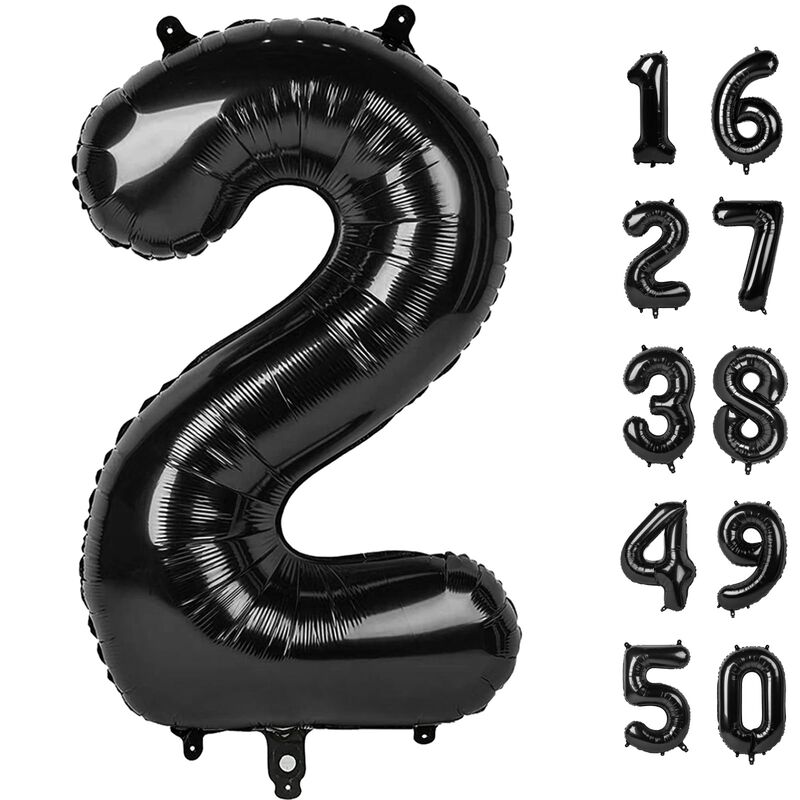 Globo Kelfuoya 102 cm Negro N&uacute;mero 2 De Foil image number null