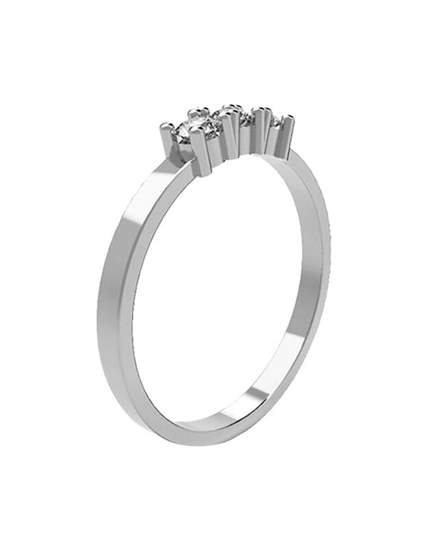 Anillo de Compromiso en Oro Blanco 10K con Circ... image number null