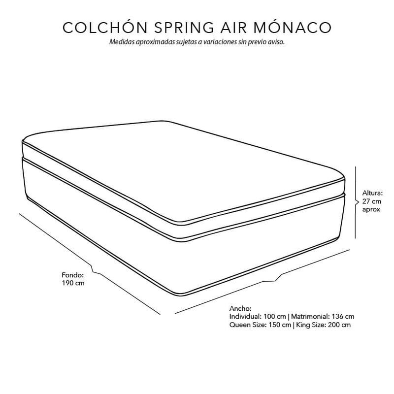 Colchón King Size Spring Air Mónaco+Sábanas Sof... image number null