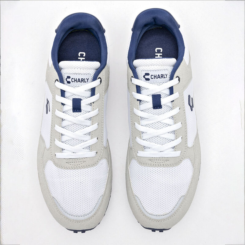 Charly Tenis urbano para hombre. Blanco gris ma... image number null