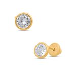 Broqueles De Oro Amarillo 14k Con Zirconias (5 Mm Aprox)