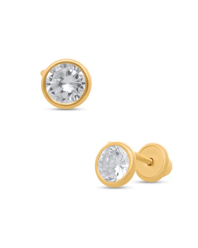 Broqueles De Oro Amarillo 14k Con Zirconias (5 ... image number null