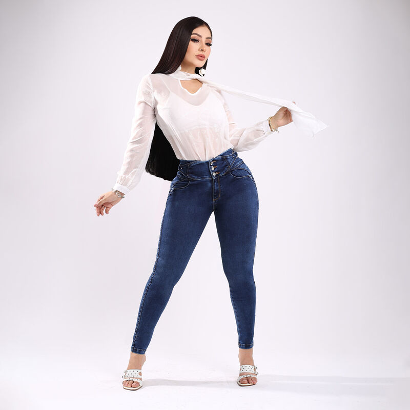 Jeans Skinny Mujer Nyk Azul Tiro Medio Mezclill... image number null