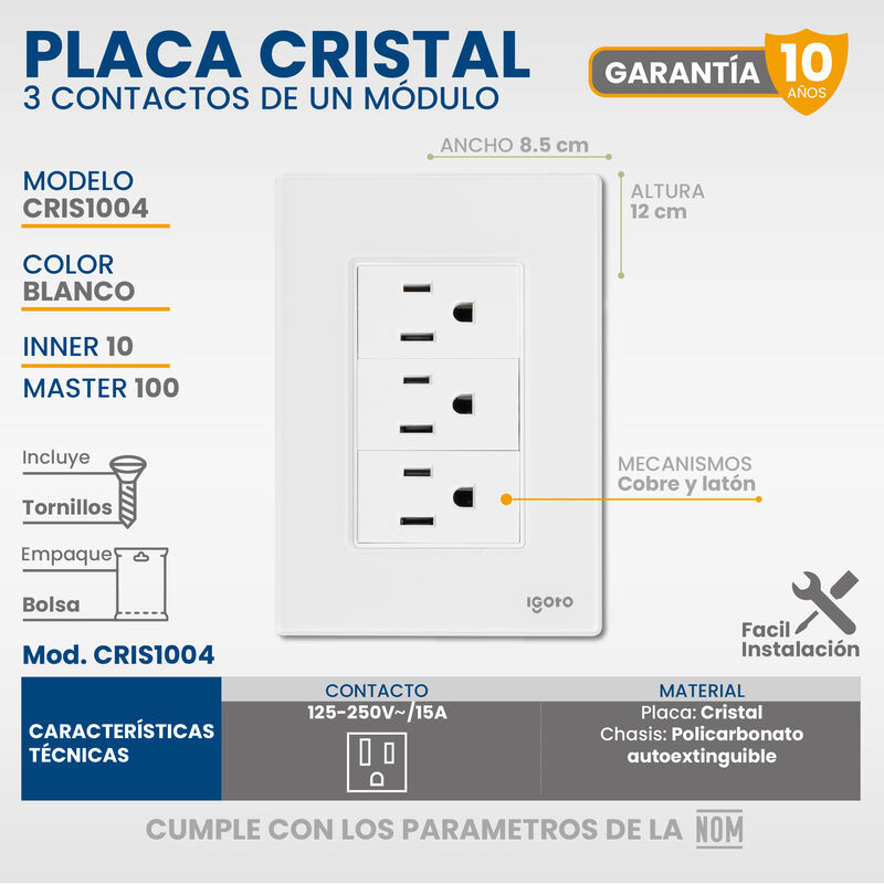Placa Armada Cristal IGOTO CRIS1004-2004 con 3 ... image number null