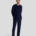 Pijama de Terciopelo Liso Azul Marino