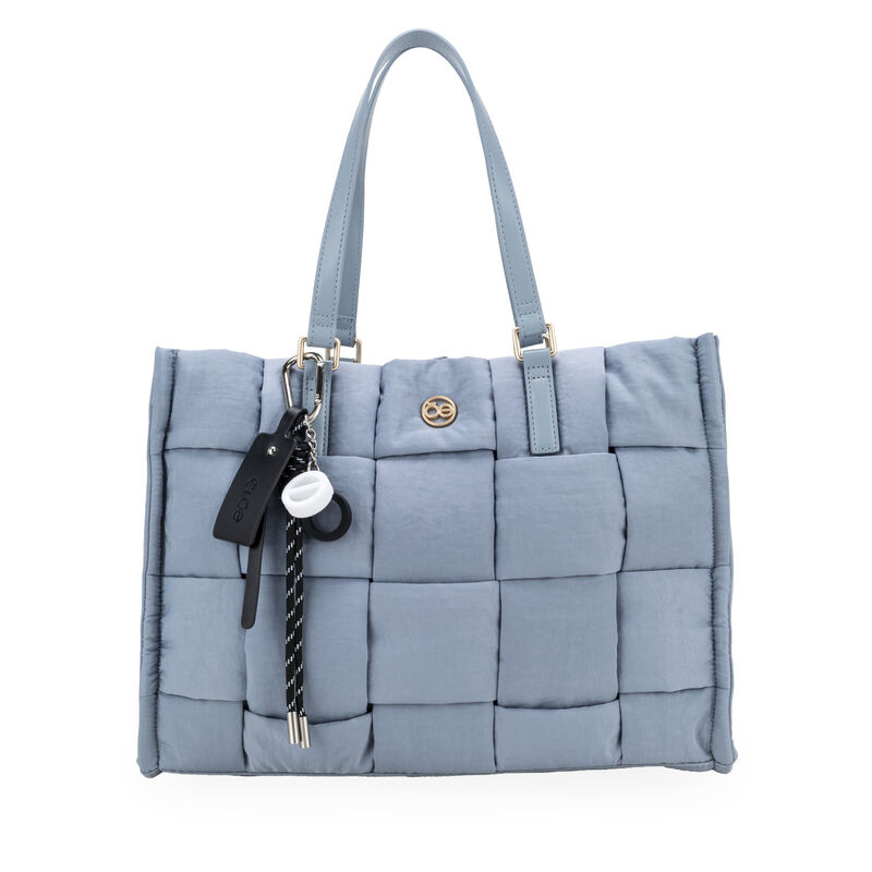 Bolsa Tote Maxi Con Charm Decorativo Color Azul image number null