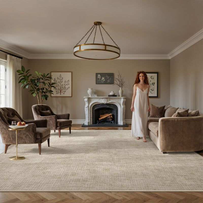 Alfombra Valenrug 244 x 152 cm Lavable Beige De... image number null