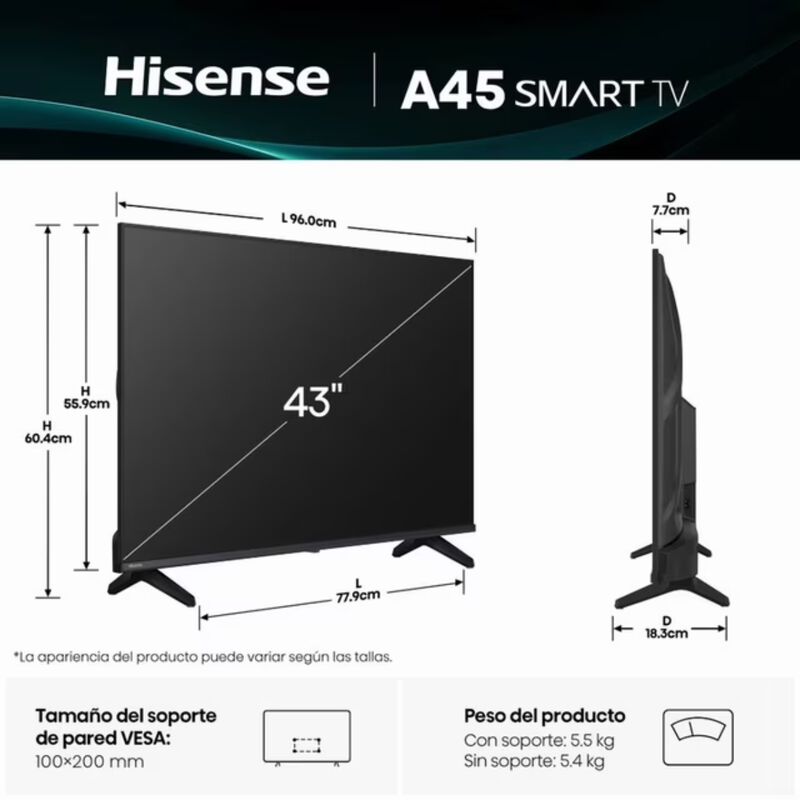 Televisor Hisense 43a45nv Fhd Vidaa image number null