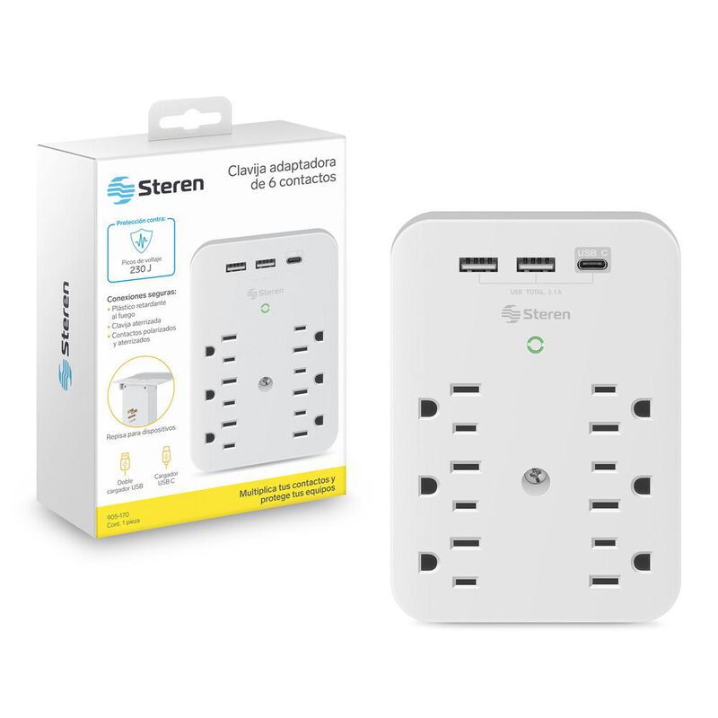 Clavija adaptadora de 6 contactos polarizados y... image number null