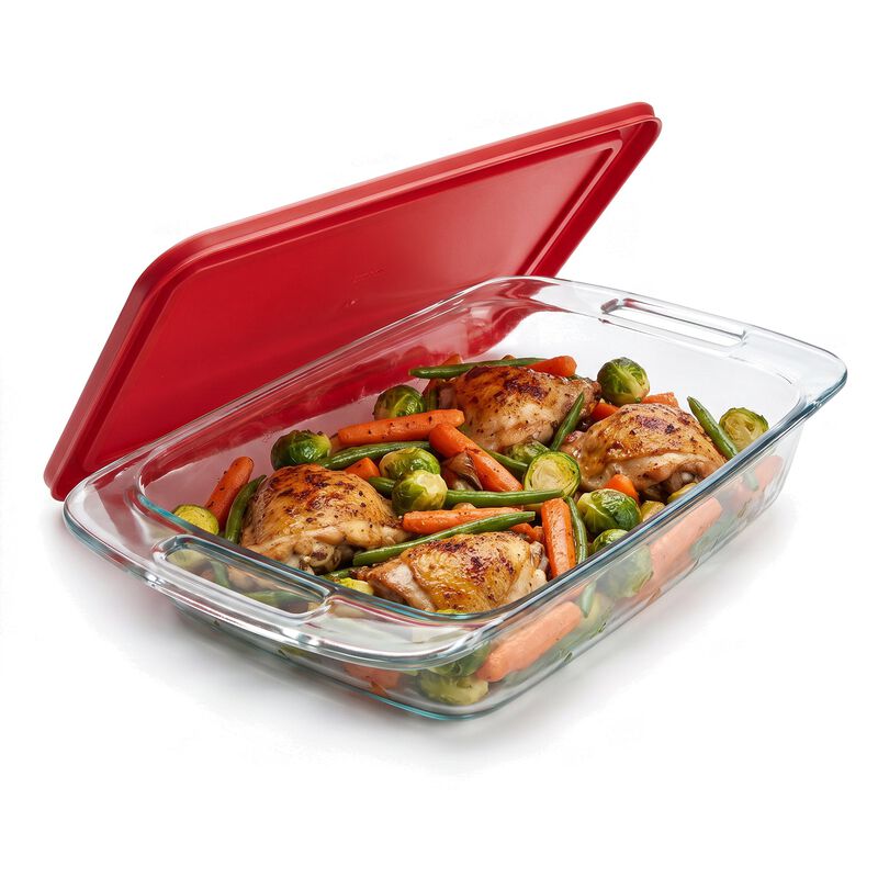 Bandeja Rectangular Grande De Vidrio Con Tapa image number null