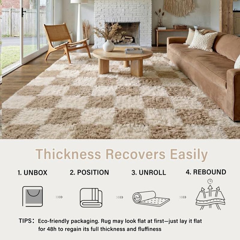 Alfombra Purecozy Beige 274 &times; 305 cm A Cuadros ... image number null