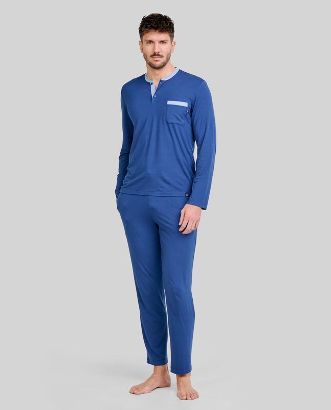 Pijama Modal Abierto para Hombre Marino image number null