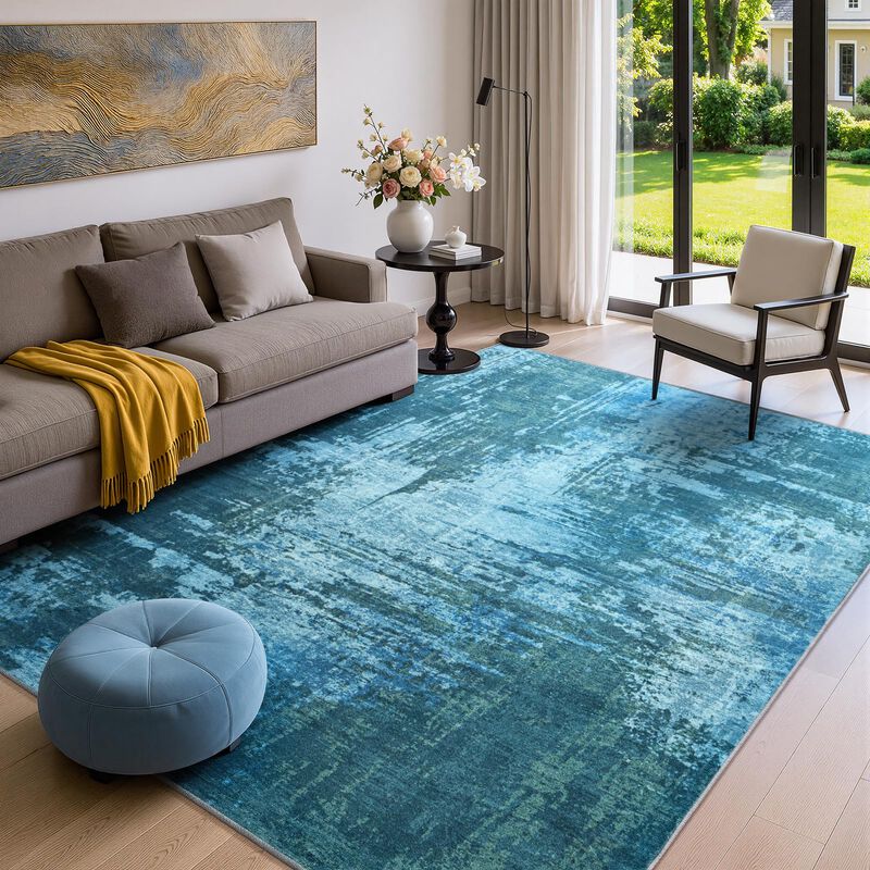 Alfombra Merelax 122x183 Cm Azul Lavable Antide... image number null