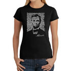 Camiseta Word Art Para Mujer - Abraham Lincoln &middot; Gettysburg Address- Negro