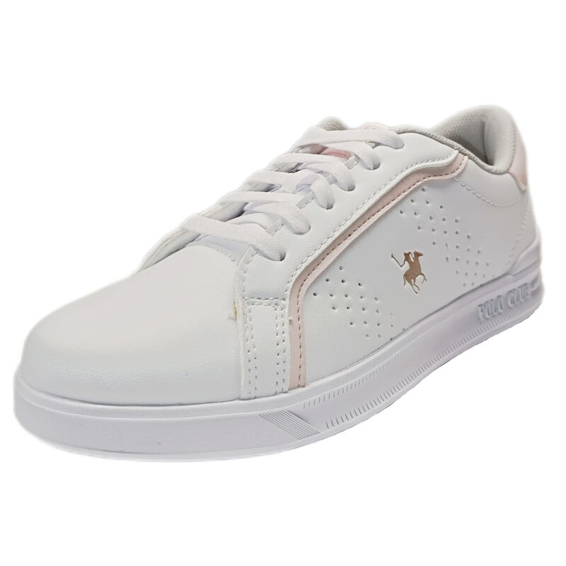 Tenis Dama Polo Estilo Mujer Blanco Con Rosa image number null