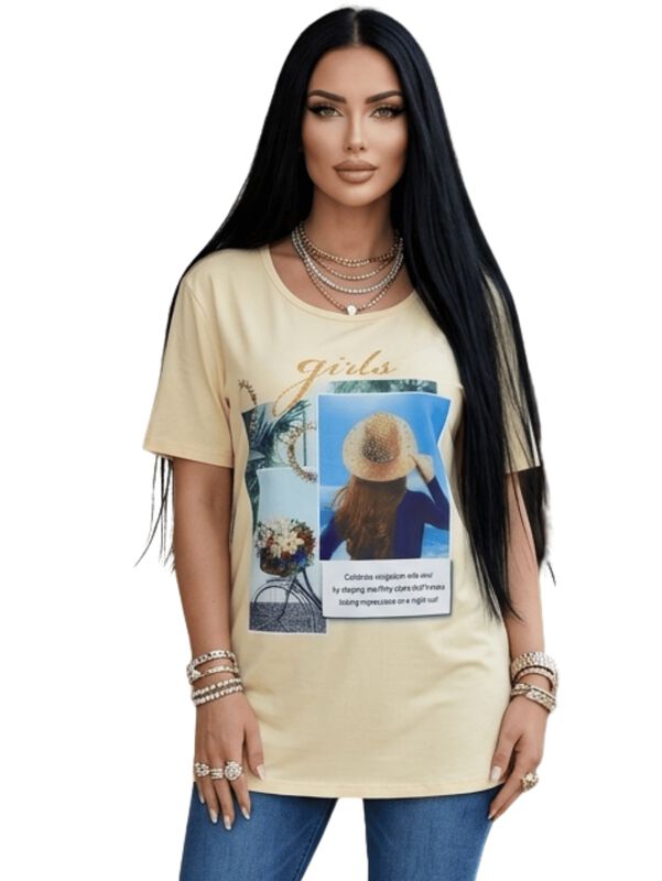 Blusa Casual Estampada Malabis Bl-1042 Beige image number null