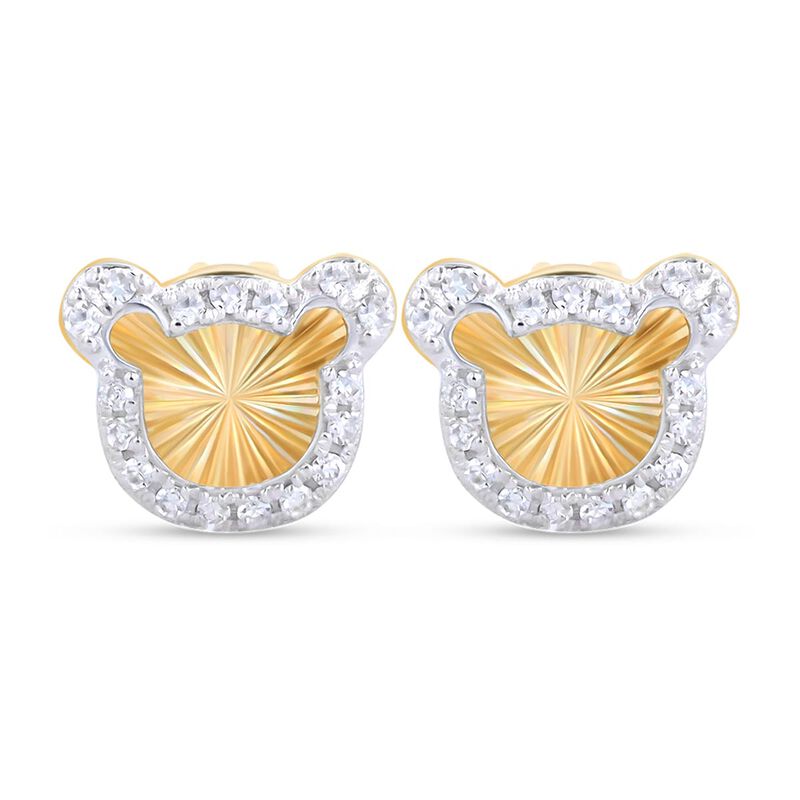 Aretes De Osito Oro Amarillo 14k 6pts Diamante ... image number null