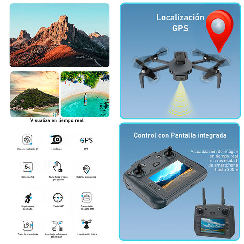 Drone VAK W7 GPS WIFI control con pantalla cám... image number null