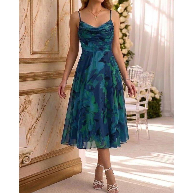 Vestido Chicme Floral Midi Verde Talla M image number null