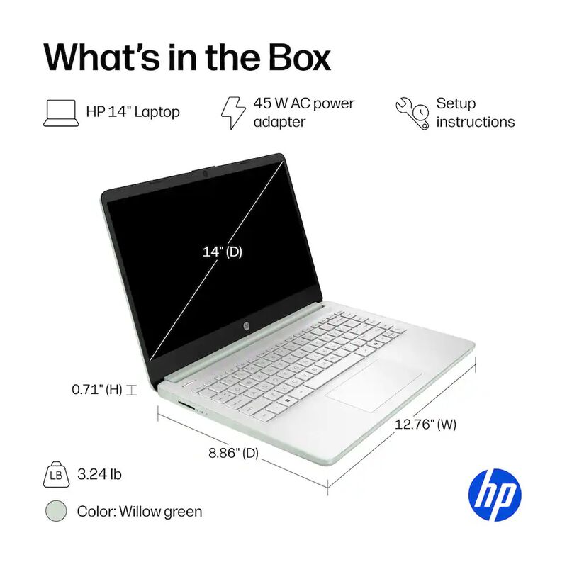 Laptop Hp 14-dq6102dx 14" Hd 4gb Ram 128gb Inte... image number null