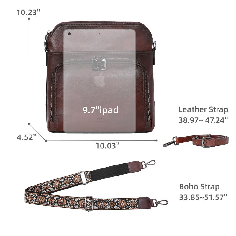Bolso Iswee De Cuero Bandolera Con 2 Correas image number null
