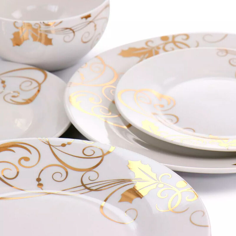 Vajilla Moderna Blanco/Dorado para 12 Personas ... image number null
