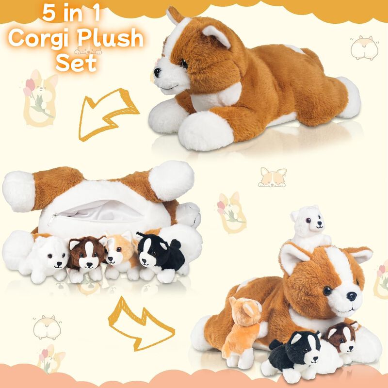 Perro De Peluche Youthfuljive Corgi Con Beb&eacute;s, ... image number null