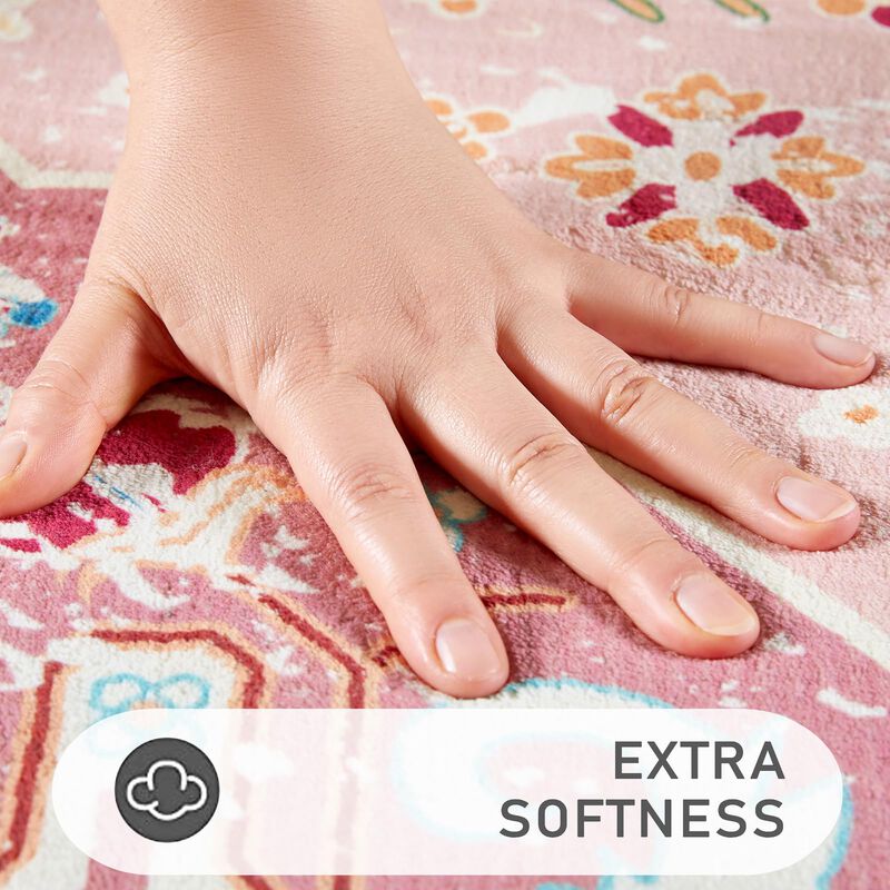 Alfombra Aldopein 64x91 Cm Rosa Boho Lavable Pa... image number null