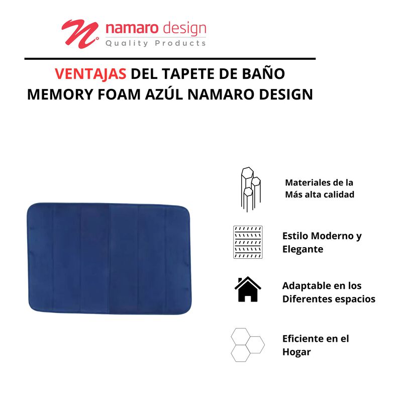 Tapete De Ba&ntilde;o Memory Foam Az&uacute;l Namaro Design image number null