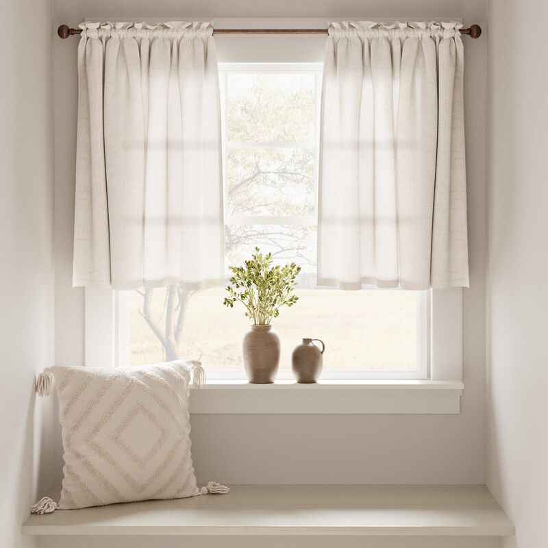 Cortinas De Cocina Jinchan De Lino Beige, 36 Cm... image number null