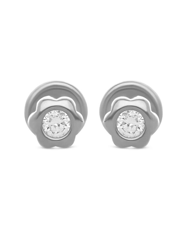Broqueles De Flor En Oro Blanco 14k Con 6.5pts ... image number null