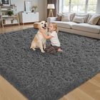 Alfombra Xafir 244 &times; 152 cm Gris Oscuro De Pelo Largo Antideslizante