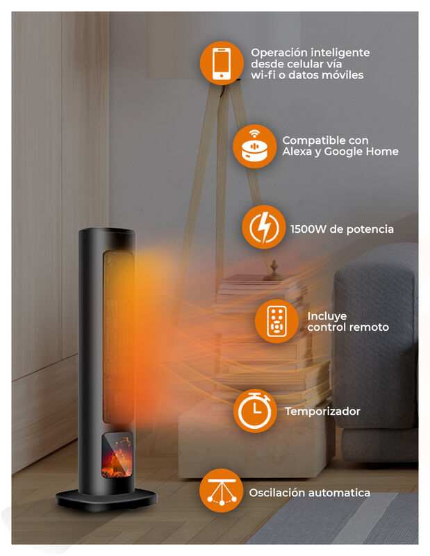 Calefactor Torre 24 WiFi Inteligente Smart Home... image number null