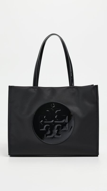 Bolso Tote Tory Burch Ella Patent Peque&ntilde;o Negro image number null