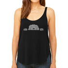 Tank Top Holgado Word Art Para Mujer - Perro Asom&aacute;ndose- Negro