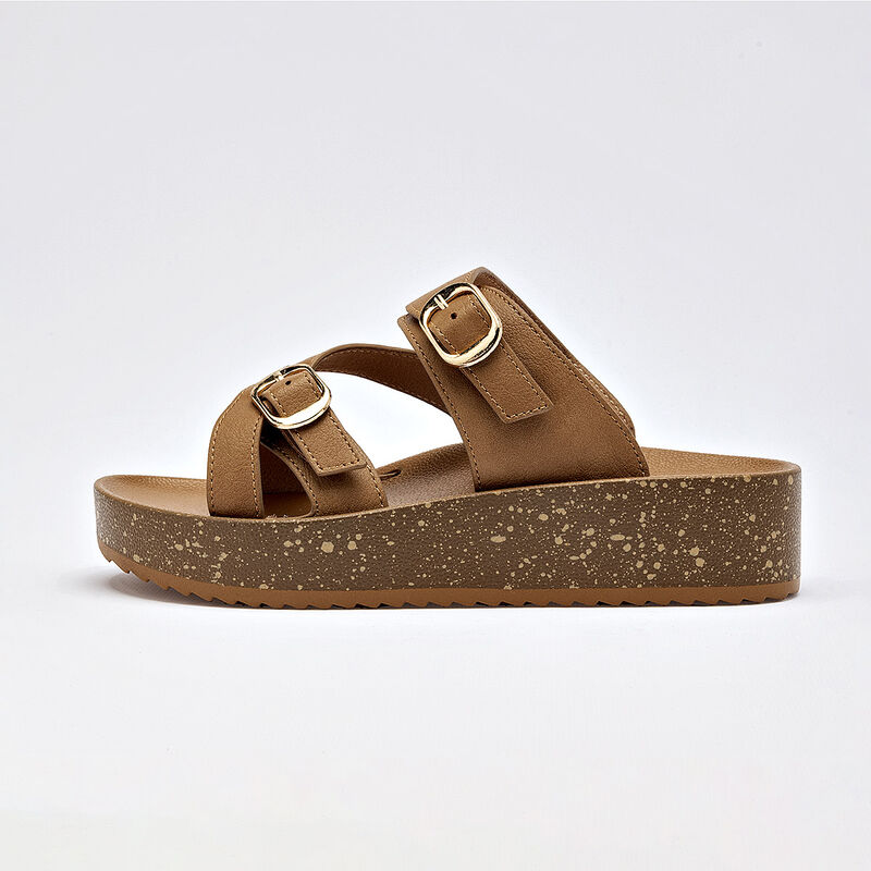 Capa De Ozono sandalia piso para mujer camel co... image number null