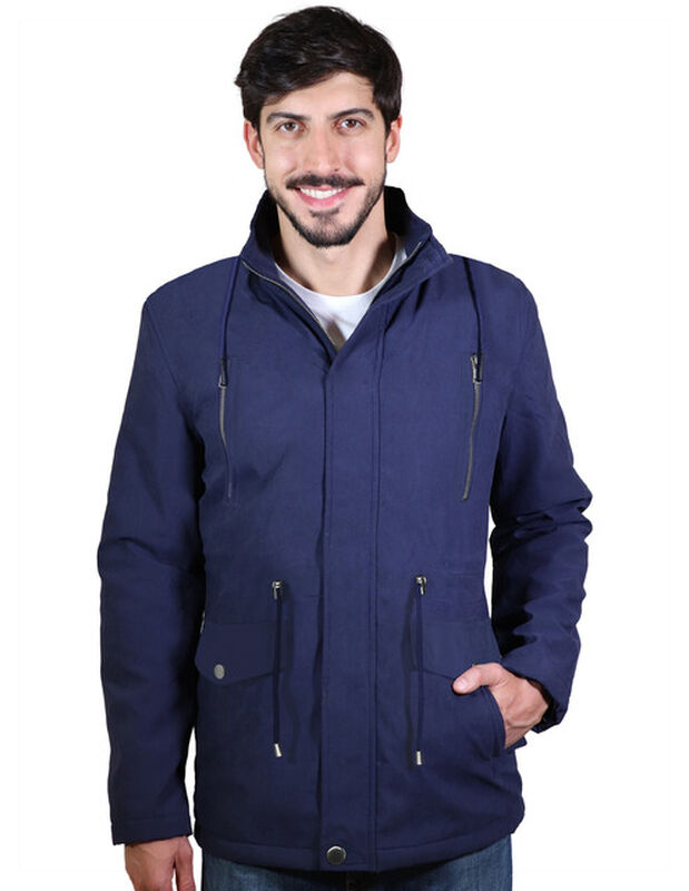 Chamarra Hombre Cazadora Tipo Gabardina Gorro A... image number null