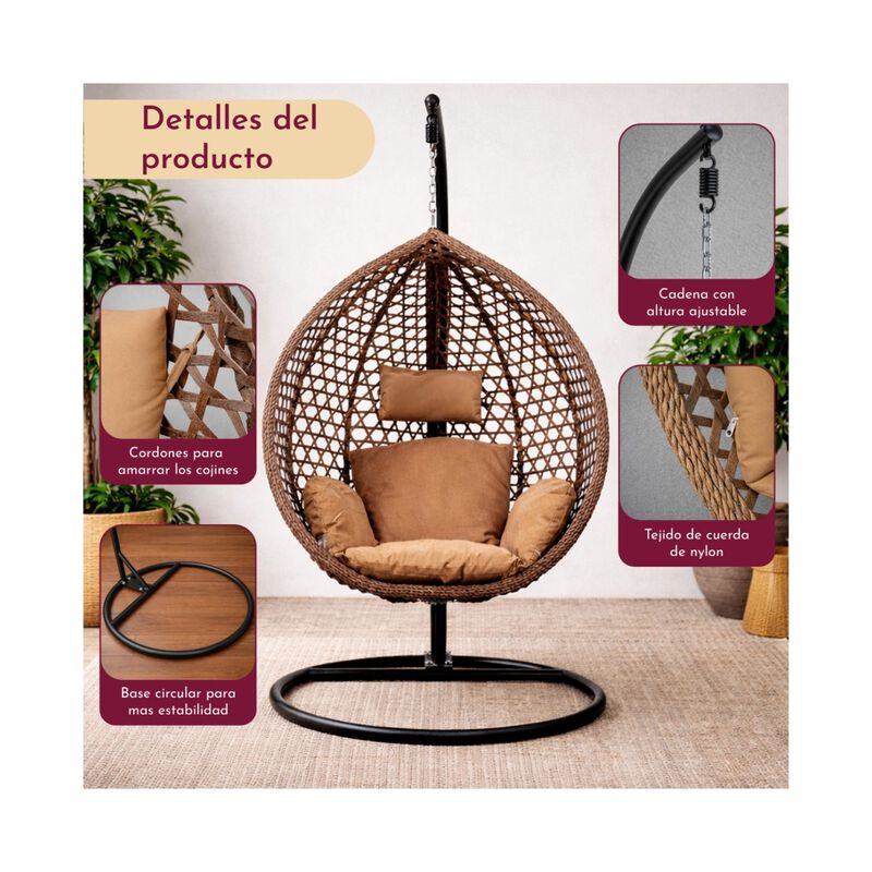 Columpio Jardin Exterior Tipo Huevo Con Cojines... image number null