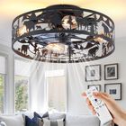 Ventilador De Techo Criticn De 50 cm, Negro, Con Dise&ntilde;o De Oso Y Ciervo Y Control Remoto