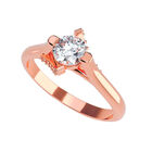 Anillo de Compromiso de 14K con Circonia Talla 5 ORO ROSA 14K - / M1201-14R-CZ-5