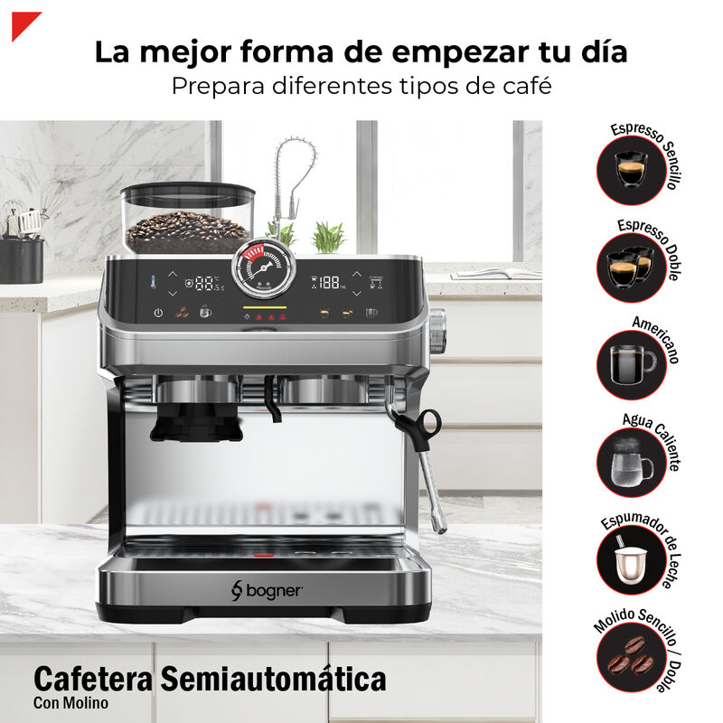 Cafetera Semiautom&aacute;tica Con Molino Bogner Becm0... image number null