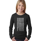 Camiseta De Manga Larga Word Art Para Ni&ntilde;a - Bandera del Himno Nacional de Estados Unidos - Negro