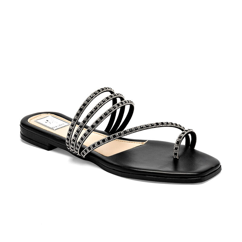 Moramora sandalia piso para mujer negro plata c... image number null
