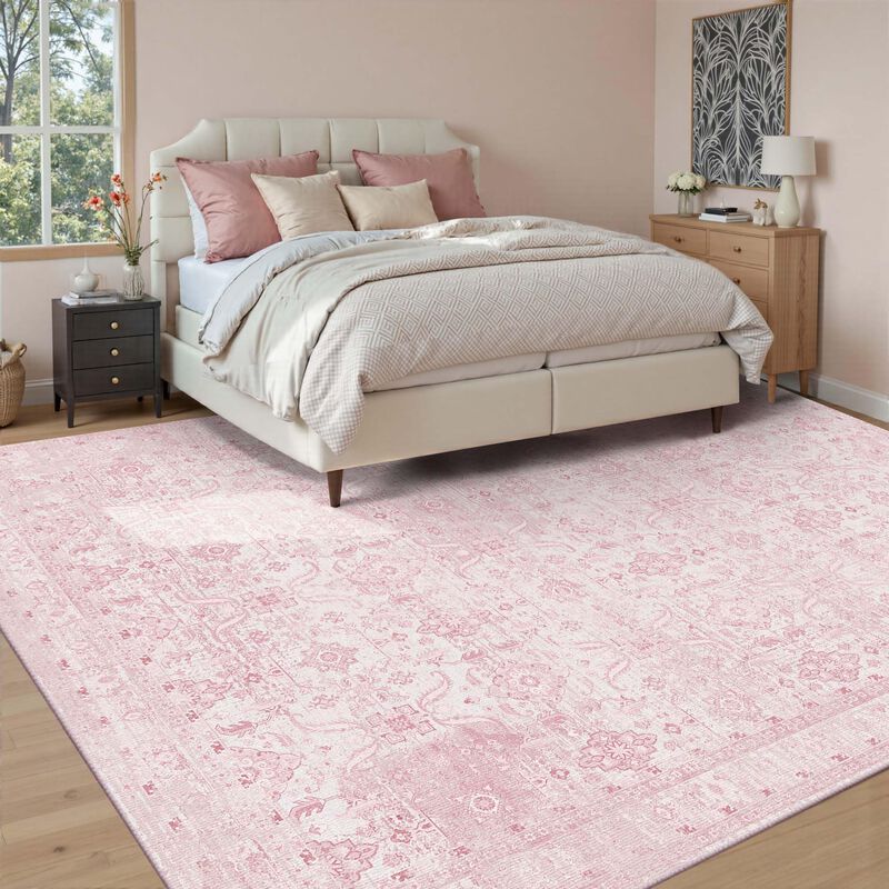 Alfombra De &Aacute;rea Rugxara 244x152 cm Rosa Lavabl... image number null